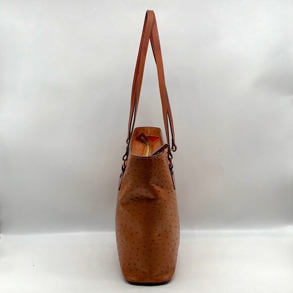 Dooney & Bourke Brown Ostritch Leather Embossed Lexington Tote Bag - Picture 4 of 11